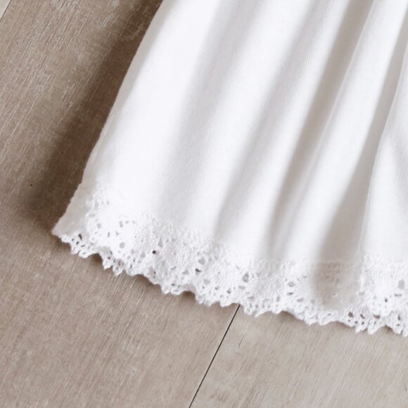 Baby Girl's White 100% Cotton Long Sleeve Dress Crocheted Lace Angel Bear - Picture 3 of 4